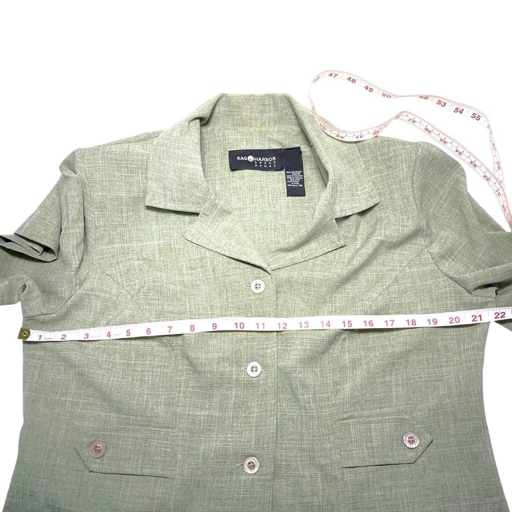 Sag Harbor 14W Green Pant Suit Short Sleeve Blazer Trousers Vintage Officecore - Picture 5 of 16